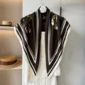 Retro printed triangle scarf for women, elegant spring summer fashion versatile headwear. - Coffee