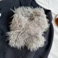 Cozy grey faux Mongolian lamb fur plush cross scarf for winter warmth and cozy styling. - 90cm / Gray