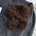 Warm plush curly faux fur scarf winter thick neckerchief unisex cross collar cozy stylish - 90cm / Coffee