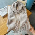 Solid color oversized nylon slub scarf breathable thin autumn winter neck guard styling - Champagne