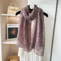 Women's Lightweight Sunscreen Scarf Fashion Animal Print Cotton Linen Feel Scarf - 80x180CM / Light Purple