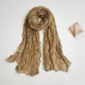 Solid color crinkled cotton linen scarf retro style lightweight shawl for women spring autumn - 90*180cm / Pleated Solid Gray Khaki