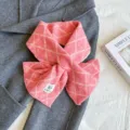 Korean style autumn winter pink diamond knit cross scarf warm thick soft women fashion neck warmer - Pink