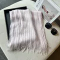 Lightweight pleated tassel scarf for women, summer sheer long shawl and versatile neck wrap - Light Pink