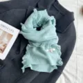 Sweet lace fringe knitted scarf solid color winter warm thick neck guard for women and girls. - 25x165 cm / Blue
