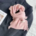 Sweet pink knitted ruffle scarf for women, cozy winter thermal neckerchief, stylish daily wear. - 25x165 cm / Pink