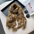 Vintage paisley cotton linen long scarf for women, soft cozy autumn winter fashion neck wrap shawl. - Paisley Yellow