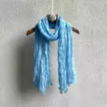 Light blue wrinkled scarf for women, soft solid color bali yarn lightweight spring shawl. - 90*180cm / Emerald Green