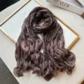 Brown crinkled long scarf detail showing pearlescent wavy texture and lightweight fabric. - 180cm / Coffee Zebra