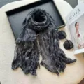Dark grey crinkled paisley scarf, lightweight cotton linen long wrap for autumn and winter style. - Paisley Black Gray
