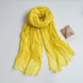 Women solid color crinkled scarf lightweight casual spring autumn daily fashion shawl yellow - 90*180cm / Yellow
