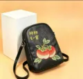 Chinese style embroidered shoulder bag for women fashion casual cross body bag in black color - Everything Goes Well