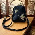 Vintage Chinese style embroidered shoulder bag, stylish casual crossbody bag for women daily. - Black Gold Butterfly