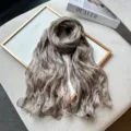 Autumn long scarf pearlescent crinkled satin shawl retro elegant breathable design for women - 180cm / Light Coffee Zebra Pattern