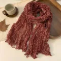 Korean style wrinkled polka dot scarf for women, autumn retro red neck wrap shawl variant. - Polka Dot Orange Red