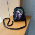 Chinese style embroidered cross-body bag, black variant featuring elegant wisteria flower design. - Wisteria Flower