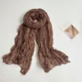 Women solid color vintage wrinkled cotton linen scarf casual brown long shawl spring autumn - 90*180cm / Camel