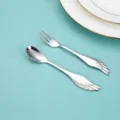 Stainless steel wing spoon fork set, creative dessert coffee stirring tableware for home gift. - Silver