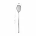 Stainless steel long handle Korean spoon, 20.5cm length, durable home tableware for soup and dessert. - Silver Spoon