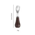 Toddler stainless steel fork with wooden handle, ergonomic short design for baby feeding. - Fork / 12cm / Original Color