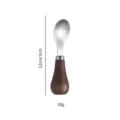 Wooden handle 316 stainless steel baby feeding spoon, short design children table ware. - Spoon / 12cm / Original Color