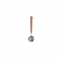 Stainless steel measuring spoon with wood handle for coffee beans milk powder kitchen baking. - 15ml