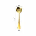 Stainless steel golden round spoon, elegant tableware for dessert, coffee, breakfast, durable. - With Bag / Gold
