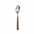 Stainless steel spoon with wooden handle, 20cm long, 4.2cm wide, ideal for western dining. - Pointed Spoon