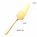 Gold stainless steel cake server spatula with serrated edge for baking pizza and pastry. - Long Handle Spatula / Gold