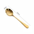 Gold stainless steel shell spoon, 135mm long dessert cake spoon, elegant tableware design. - Gold