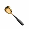 Gold and black stainless steel flat bottom spoon, creative square head dessert spoon, 170mm - Black Gold Large Spoon