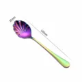 Stainless steel rainbow shell spoon, 135mm long dessert coffee spoon, multi-color tableware. - Iridescent