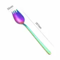 Rainbow stainless steel spork dual use western tableware fruit dessert cake noodle fork variant 31g - Iridescent