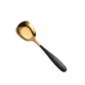 Gold and black stainless steel flat spoon, stylish square head dessert and soup spoon. - Black Gold Small Spoon