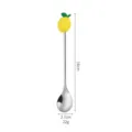 Stainless steel spoon with cute yellow lemon decor, 16cm long coffee mixing spoon for desserts. - Lemon Silver Spoon