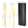 Gold stainless steel cake knife and server set with black gift box for baking and wedding. - 2-Piece Set with Gift Box / Gold