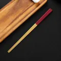 Stainless steel square chopsticks red gold anti-slip chopstick home kitchen tableware 23.5cm - Red Gold