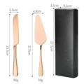 Stainless steel cake knife and server gift box set for baking and wedding parties. - 2-Piece Set with Gift Box / Rose Gold