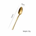 Stainless steel gold dinner spoon with slender waist design, elegant table flatware item. - Tea Spoon / Gold