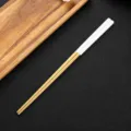 Stainless steel square chopsticks white gold variant 23.5cm home dining tableware set - Platinum