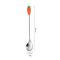 Cute carrot handle stainless steel spoon, ideal for coffee, dessert, and daily kitchen use. - Carrot Silver Spoon