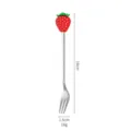 Stainless steel fruit fork with cute strawberry charm, 16cm length for dessert and coffee. - Red Strawberry Silver Fork