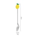 Stainless steel lemon fruit fork with cute silicone top, creative kitchen tableware set. - Lemon Silver Fork