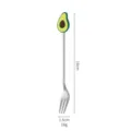 Stainless steel fruit fork with cute avocado charm, 16cm length, perfect for coffee and desserts. - Avocado Silver Fork
