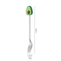 Stainless steel avocado fruit fork cute coffee stirring spoon dessert tableware 16cm length - Smiling Avocado Silver Fork