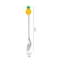Stainless steel fruit fork with cute pineapple silicone topper, 16cm creative dessert fork. - Pineapple Silver Fork