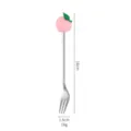 Stainless steel fruit fork with cute pink peach silicone handle, 16cm dessert coffee spoon. - Peach Silver Fork