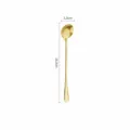 Gold stainless steel long handle dessert spoon ice spoon, elegant tableware for home and party. - Iced Round Spoon / Gold