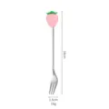 Stainless steel strawberry fruit fork cute dessert coffee stirring spoon tableware accessory - Pink Strawberry Silver Fork