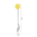 Stainless steel fruit fork with cute yellow lemon charm, creative dessert fork 16cm. - Lemon Slice Silver Fork